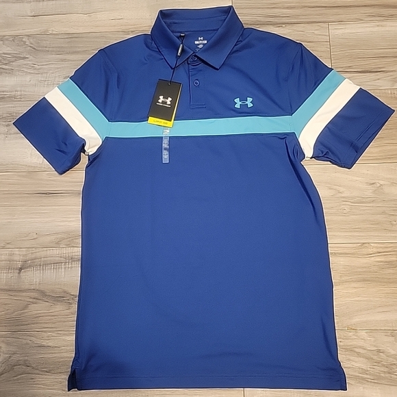 NWT Under Armour Golf Polo Shirt Mens Small T2G Clororblock‎ Blue White 1377379 - Picture 1 of 10